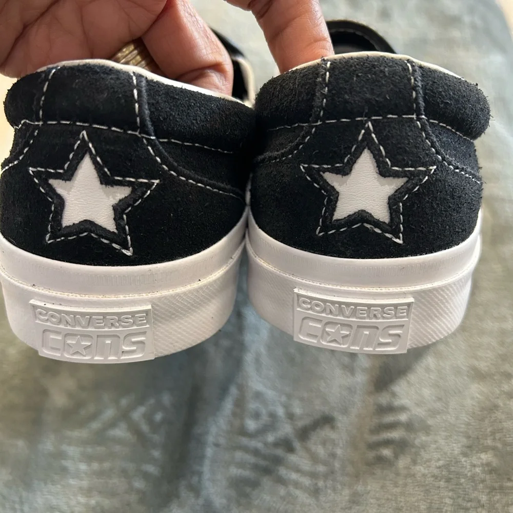 Converse Suede Black and White Slip-On Loafers